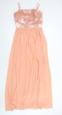 Coast Damen rosa Polyester Maxi Größe 10 quadratischer Ausschnitt Reißverschluss - Pailletten