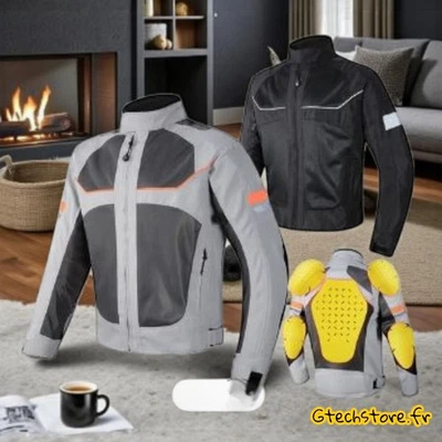 Veste Moto Homme Vemar MOTOCENTRIC Blouson Protection Réfléchissant Respirant - Photo 1/4