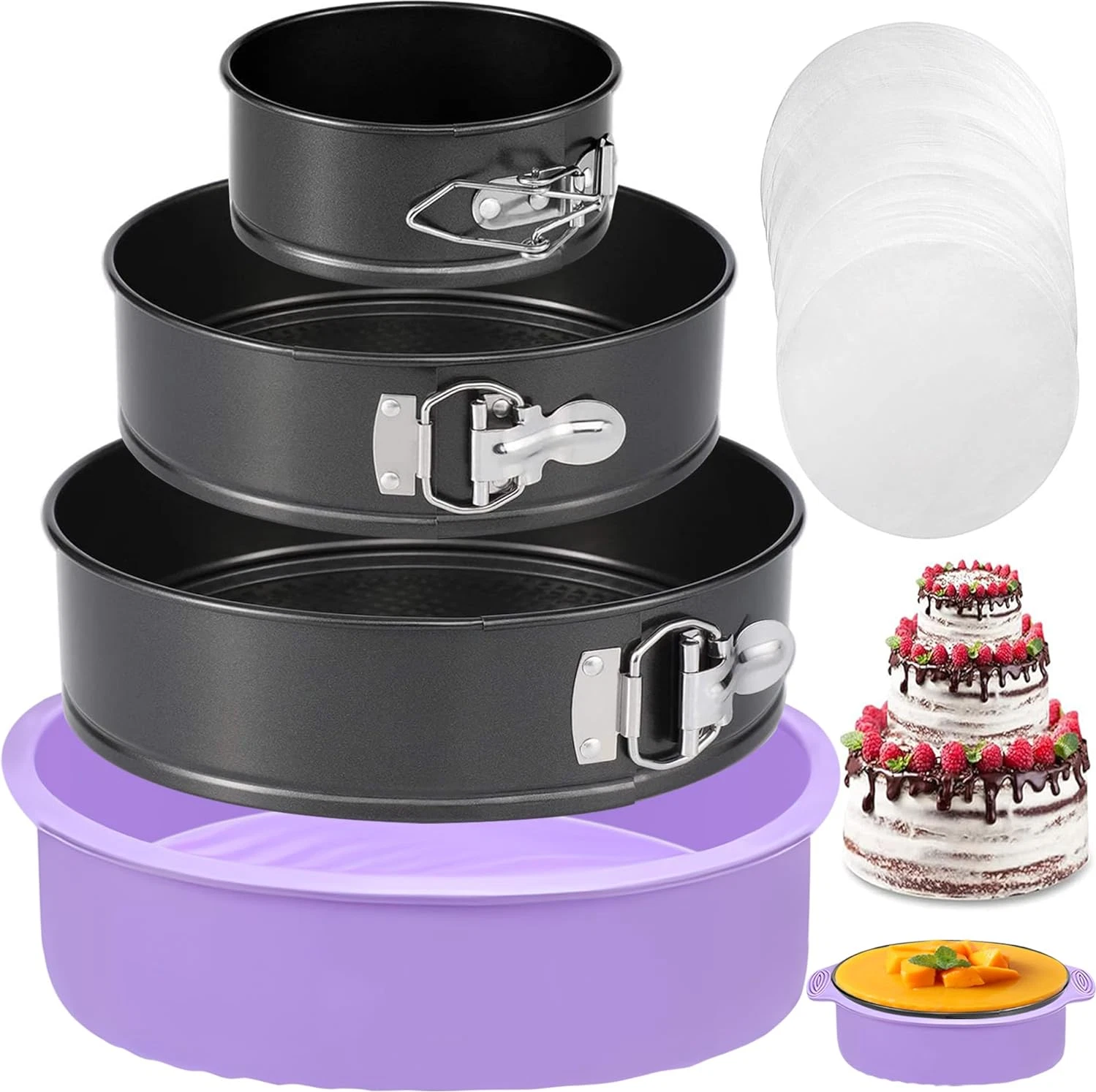 Springform Pan Set of 3 Leakproof Spring Form Pan for Cheesecake, Nonstick
Opens in a new window or
