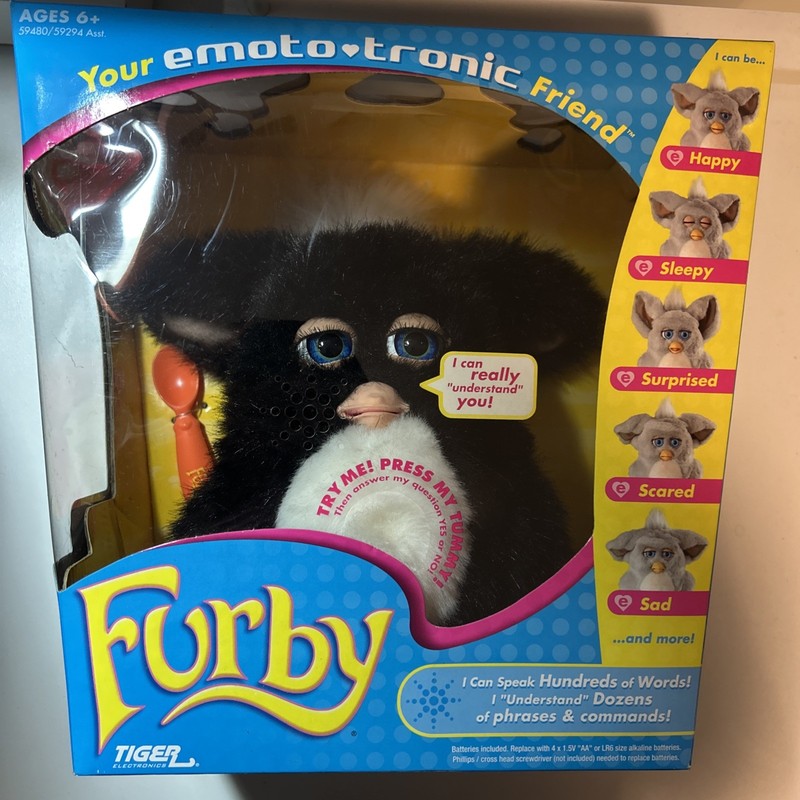 2005  RARE FIESTA  Furby w/Black Fur, Blue Eyes New Factory Sealed