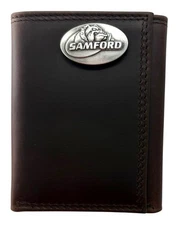Samford Bulldogs Genuine Leather Trifold Wallet w/Concho-Enmon-New in Tin