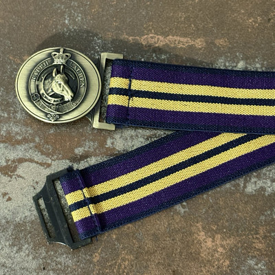 Polo RL Equestrian Western Rodeo Brass Horse Head Buckle Belt Elastic Striped