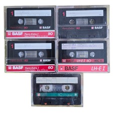 5x BASF Audiokassetten Typ I 60/90 Ferro Extr...