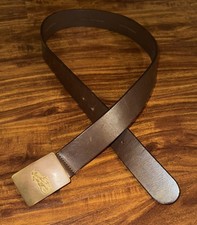 Vtg Polo Ralph Lauren Brown Leather Belt with Brass Buckle Argentina Mens Sz 34
