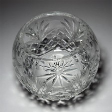 Clear Cut Glass Bowl Starburst Pattern Decorative Round Glossy Finish
