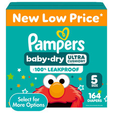 BIG SALE Pampers Baby Dry Diapers Size 5, 164 Count, Absorbent, Free Ship US