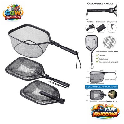 Teardrop Shape Fishing Net - Space-Saving, Safety Features - 24.5'' Length