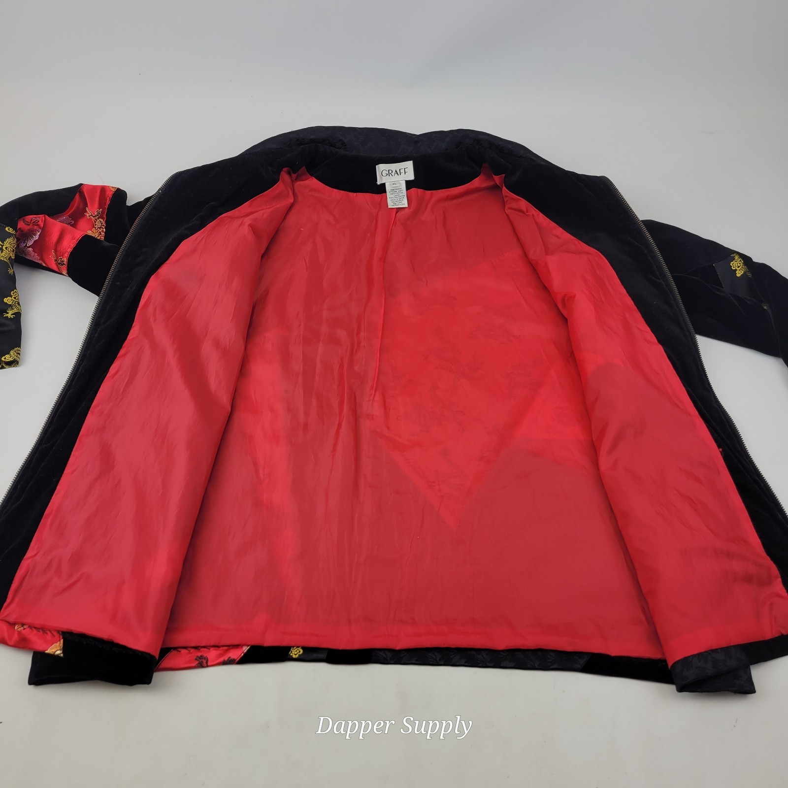 Graff XL Dragon Patchwork Jacket Black Red Gold A… - image 8