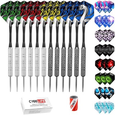 Cyeelife Steeldart Set - 12  Metallpfeile, inklusive Zubehör für Anfänger