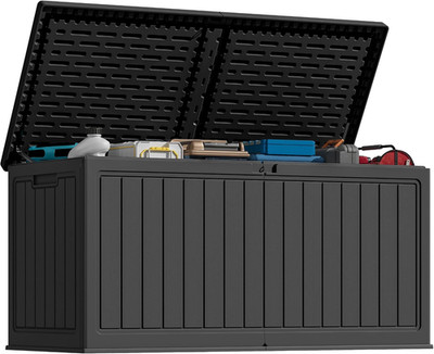 260 Gallon HDPE Outdoor Storage Box - Waterproof, Large Capacity Deck Box with R