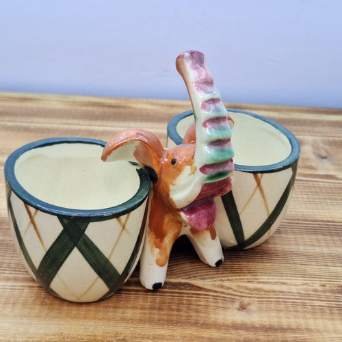 VINTAGE DOUBLE PLANTER WITH ELEPHANT - TRUNK UP MADE IN JAPAN