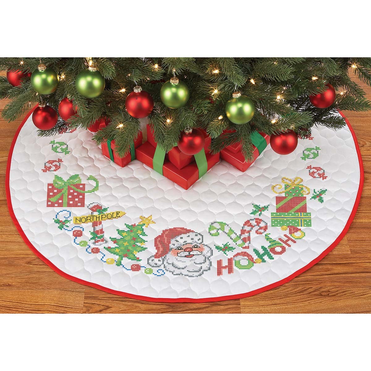 Herrschners&reg; Ho Ho Ho Tree Skirt Stamped Cross-Stitch Kit