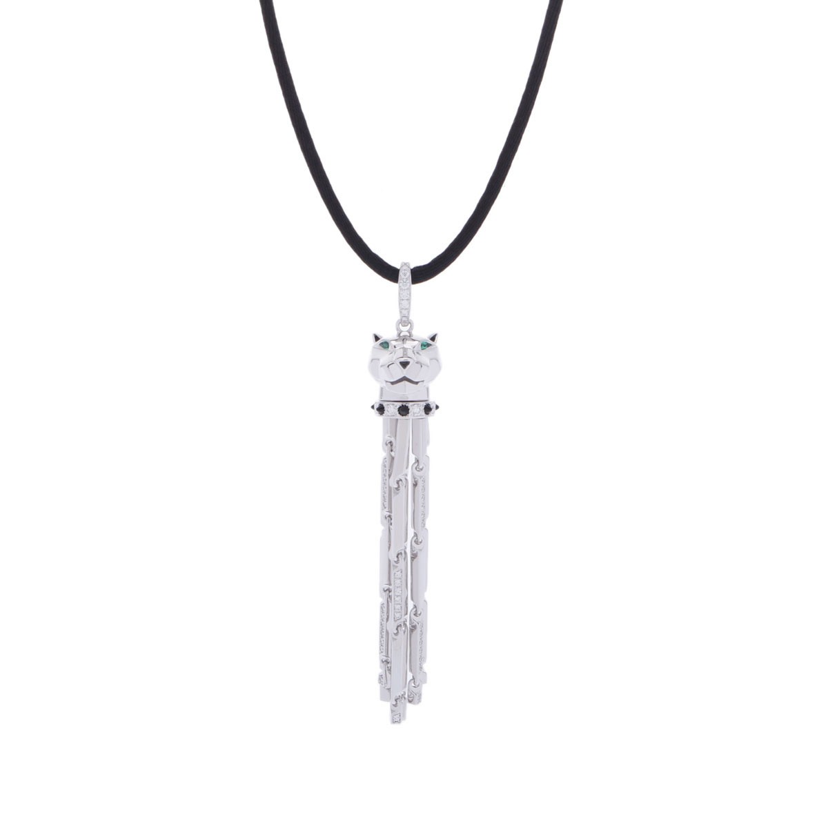 CARTIER Women Necklace K18 White Gold WG diamond/onyx Panthere de Cartier Di...