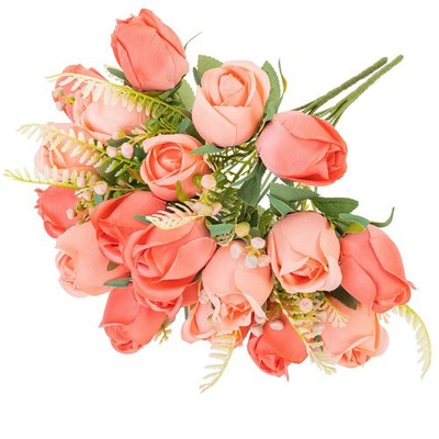 Artificial Rose Flower 20 Heads 2 Bundles Bridal Bouquet Silk Rose Bulk for W...