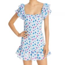 LoveShackFancy Kodie White Floral Smocked Mini Dress - Sz L