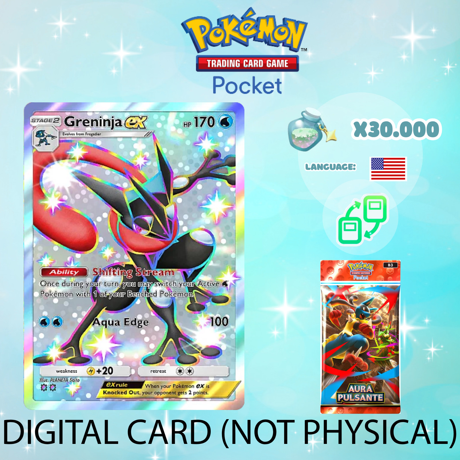 Pokemon TCG Pocket - Shiny Greninja ex Full Art Card (English)