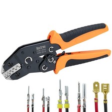 5-in-1 Wire Crimping Tool, AWG 28  16 Ratcheting Crimper for Non-Insulated Ope...