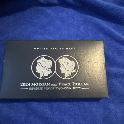 2024-S Reverse Proof $1 Morgan and Peace Silver Dollar 2pc Set Box ,OGP COA