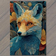 STICKER Floral Fox Colorful Botanical Fur Woodland Animal Fantasy Surreal