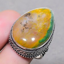 Lemon Chrysoprase Gemstone Handmade Unique Design Jewelry Vintage Ring 9" SR 169