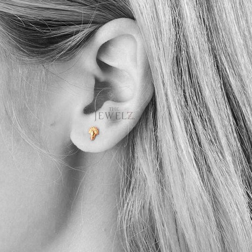 14K Solid Gold 5 mm Tiny Voodoo Legba Studs Earrings Religious - The Jewelz - Picture 2 of 4