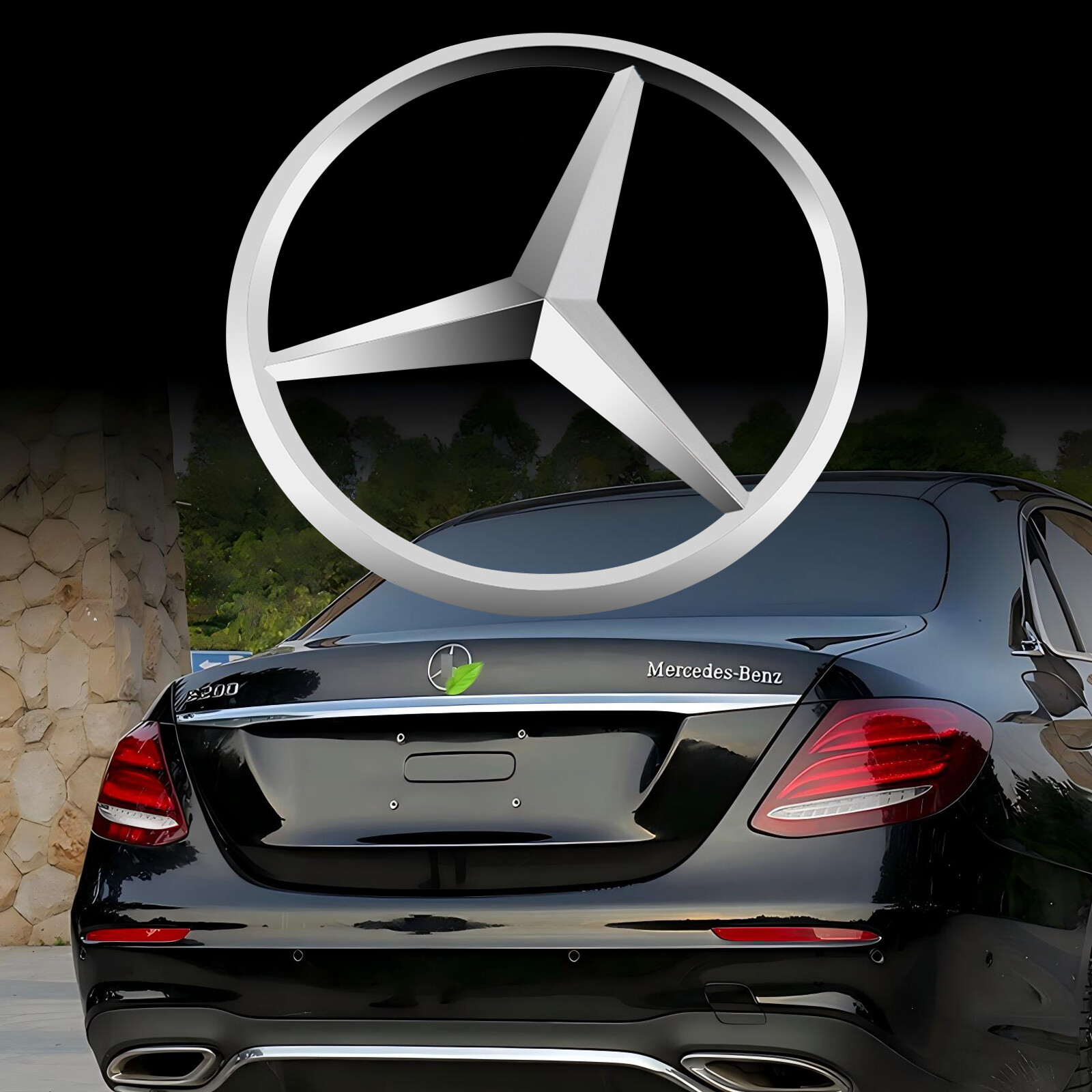90mm Fit For Mercedes Benz SLIVER Chrome Star Trunk Emblem Badge 2107580058