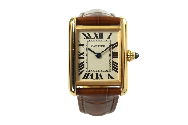 Cartier Tank Louis Women's 2442 18k Yellow Gold Mint Leather Strap  Luxury Watch