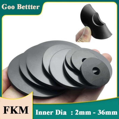 Black FKM Fluorine Rubber Flat Ring Washer Seal Gaskets Sealing O Ring 2mm -36mm