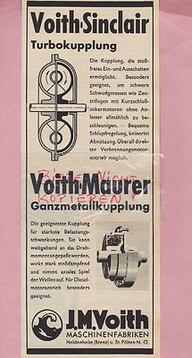 HEIDENHEIM, Werbung 1936, J. M. Voith-Maurer-Sinclair Maschinen-Fabriken