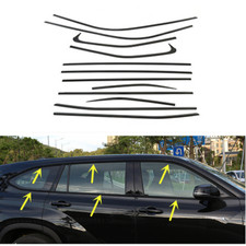 For Toyot*a Highlander 20-22 steel bright black Car window strip Cover Trim J