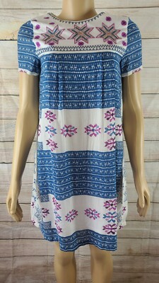 Little White Lies Urban Outfitters Women s  Blue Dress Embroidered Boho Sz XS