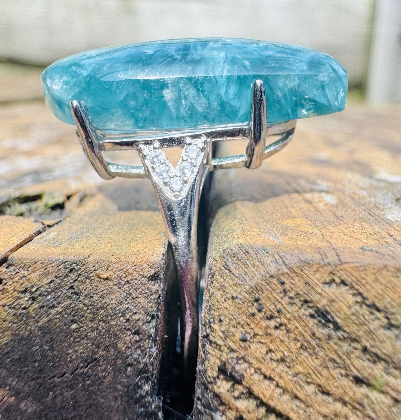 Emerald Lepidolite Ring Silver 925 - image 6