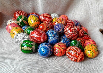 5er Set Holz Ostereier handgemachte ukrainische Pysanky Pysanka Easter Eggs 1,8''