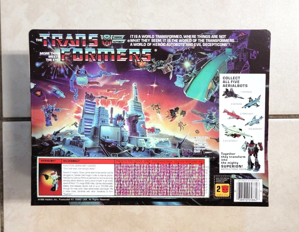 TRANSFORMERS G1 CARDED AERIALBOTS US SELLER MOSC RARE SET! SUPERION SILVERBOLT - Image 2 of 4