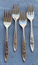 Set of FOUR Betty Crocker Oneida Community Stainless Steel My Rose Salad Forks