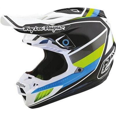 Troy Lee Designs SE5 Composite MIPS Reverb Helmet, Black/White/Flo Yellow/Blue