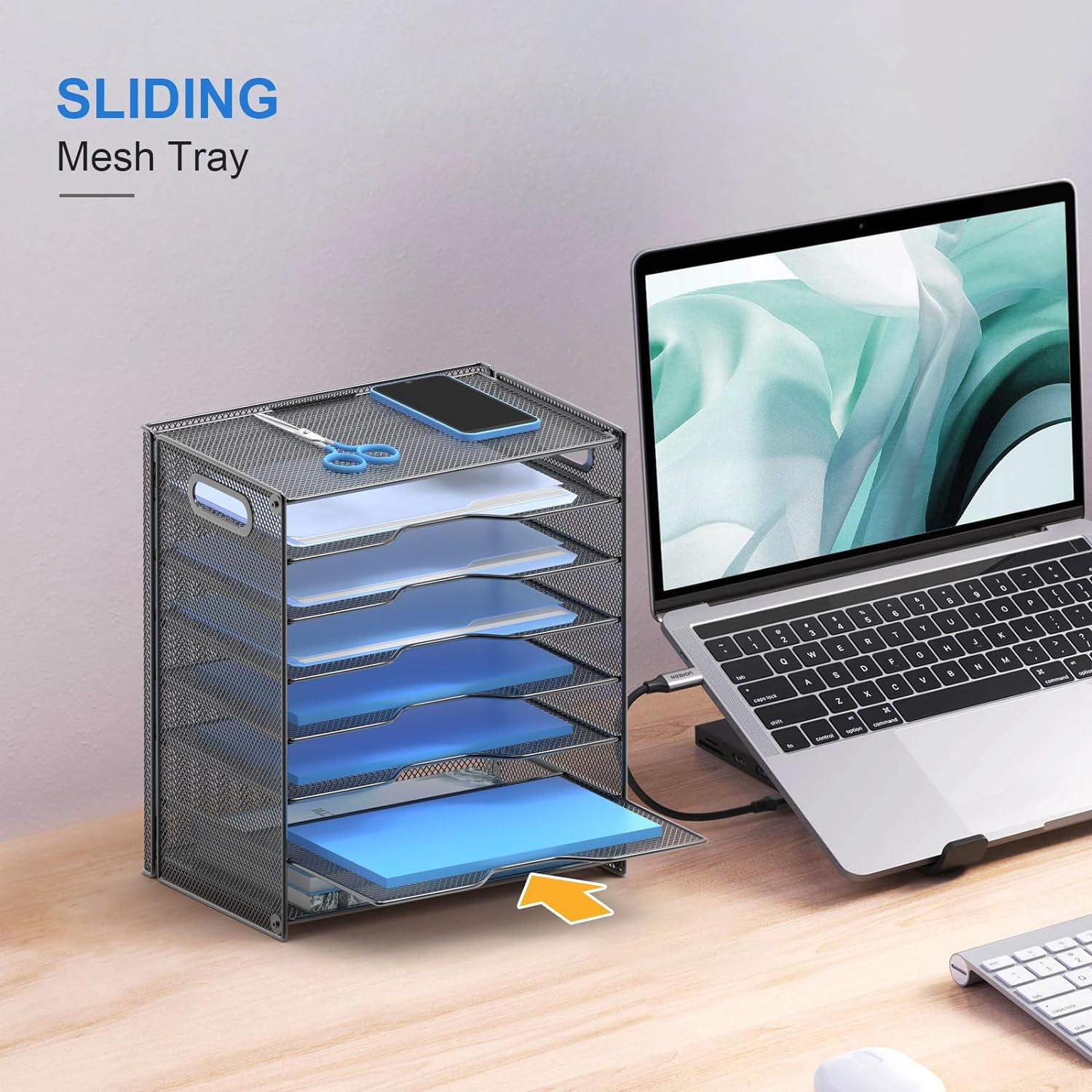 8-Tier Mesh Desk Organizer with Handle for Files and Documents  -image