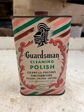 vtg 1950s Guardsman Cleaning Polish 32oz. tin 50% full Grand Rapids Corporation