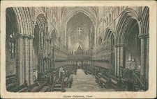 Coro de la Catedral de Chester 1920 matasellos biblioteca de Hake editor local de Chester