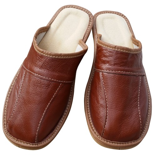 Leather Slippers Slip On Sandals Size 