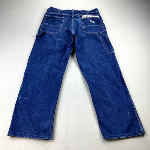 Vintage Big Smith Carpenter Jeans Mens 35 Blue Denim Straight Leg Stone Wash 90s