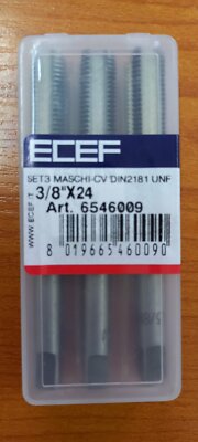 New hand tap set of 3 pcs. UNF 3/8-24; carbon steel; DIN 2181; brand ECEF-Italy