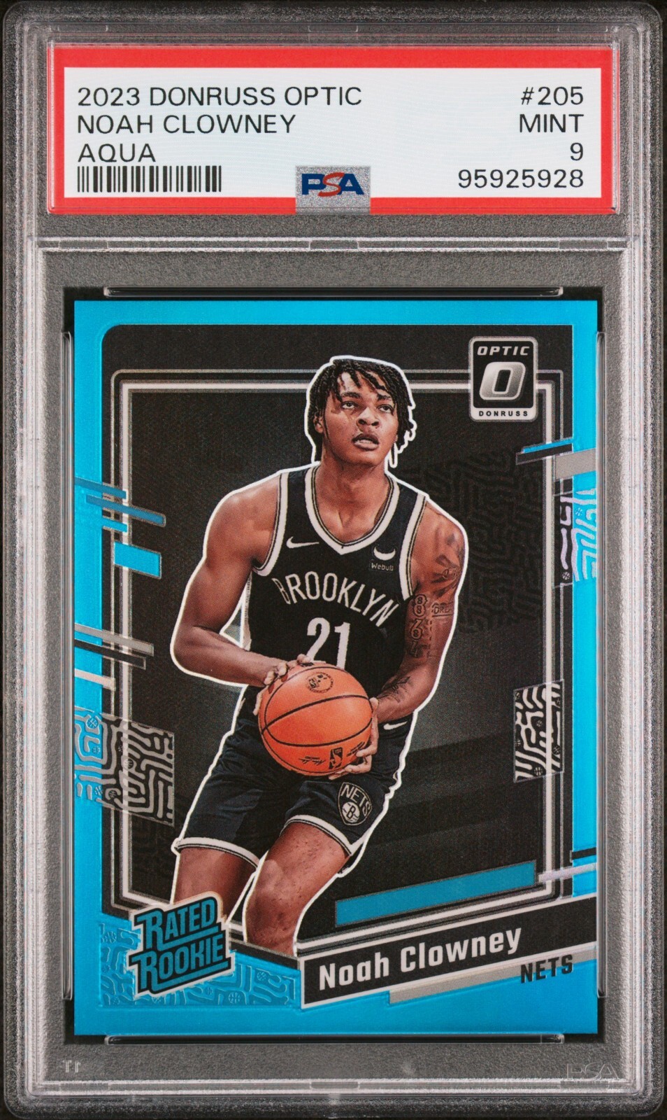 Noah Clowney 2023 Optic Aqua /249 Rated Rookie PSA 9 RC #205