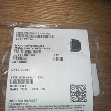 Switchcraft RAPC712BK 2.5mm 5a 12v Thru-hole Mount DC Power Jack