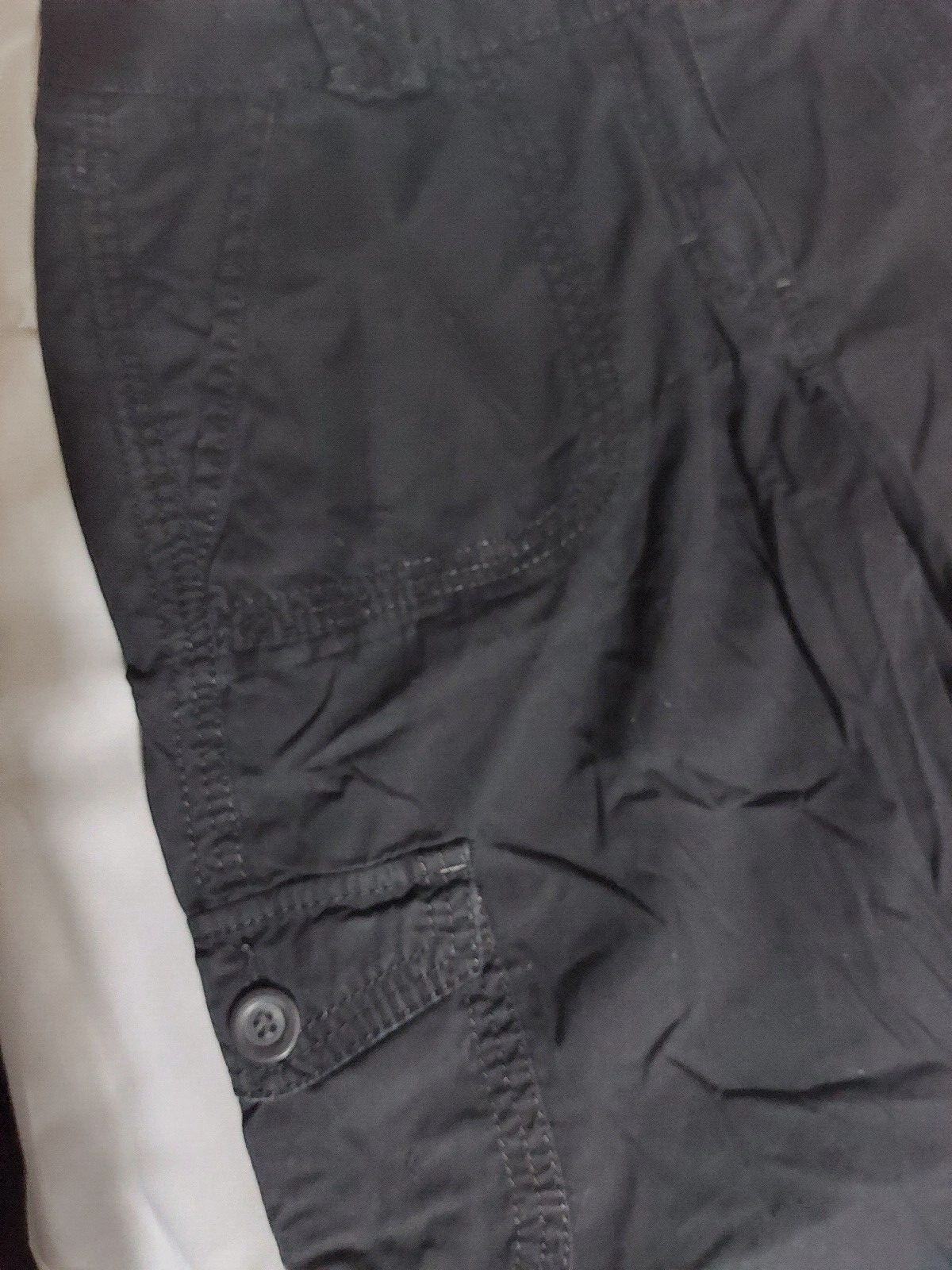 M&S black faux patch cotton boho cargo combat utility pants trousers size 12 image 7