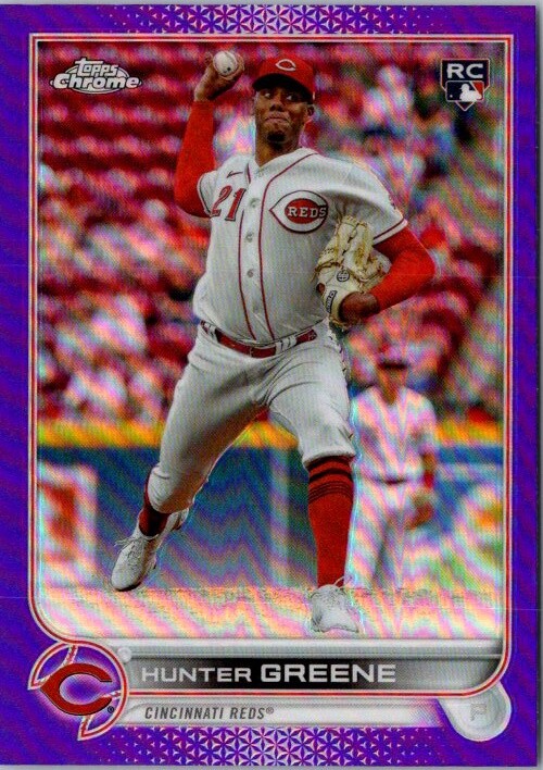 2022 Topps Chrome Update #USC191 Hunter Greene Purple Refractor 2B