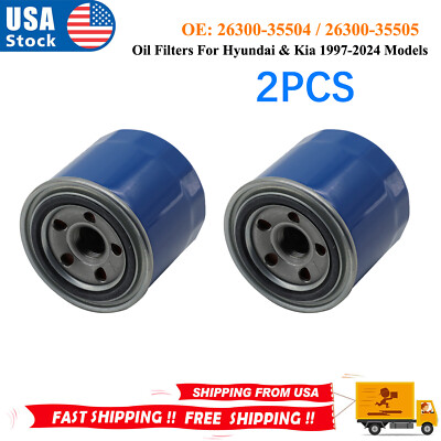 2PCS Engine Oil Filters for Hyundai Kia 2630035505 2630035503 2630035504
