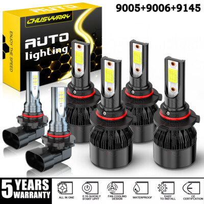 6x LED Headlight +Foglight Bulbs 6000K for Cadillac CTS 2003 2004 2005 2006 2007