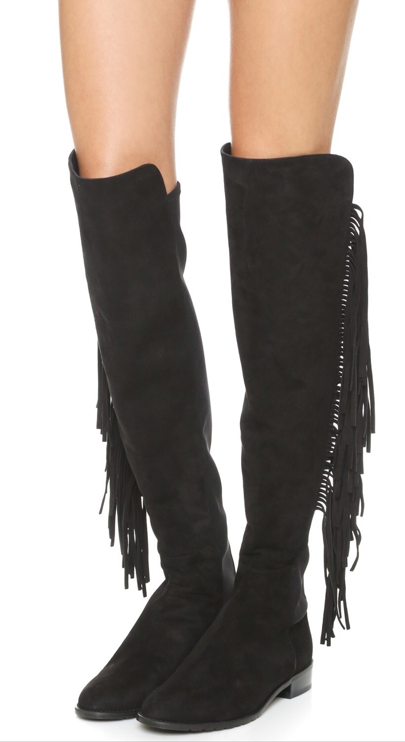 Stuart Weitzman Mane Fringe Black Over 