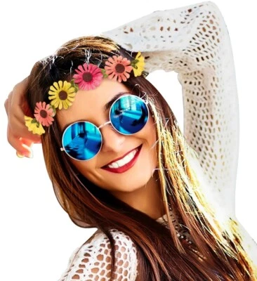 WIDMANN KARNEVAL FASCHING KOSTÜM ZUBEHÖR BLUMEN STIRNBAND FLOWER POWER HIPPI NEU